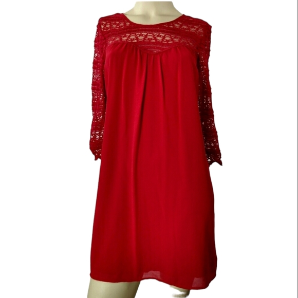 SPEECHLESS Lace Shift Red Dress Womens Small - Picture 2 of 3